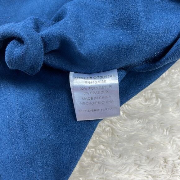 Paper Crane drop waist blue faux suede dress, size small - Picture 9 of 9